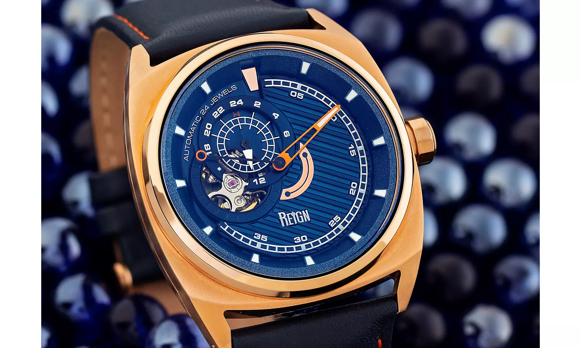 Reign Astro Automatic Genuine Leather Skeleton Watch - Primary Image