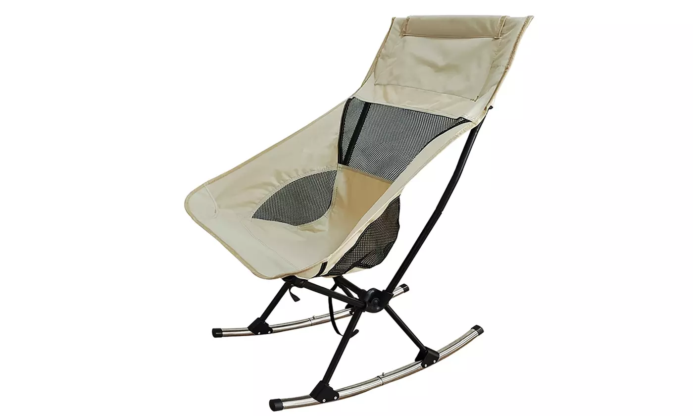 LakeForest Foldable Lawn High Back Camping Rocking Chair