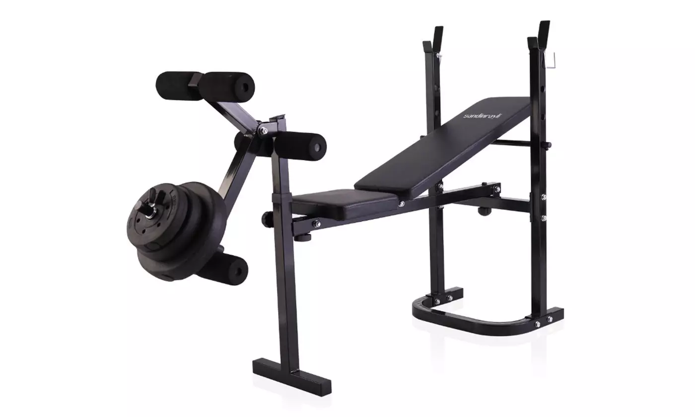 Weight Lifting Bench Press With Home Gym Equipment Exercise Set New - Primary Image
