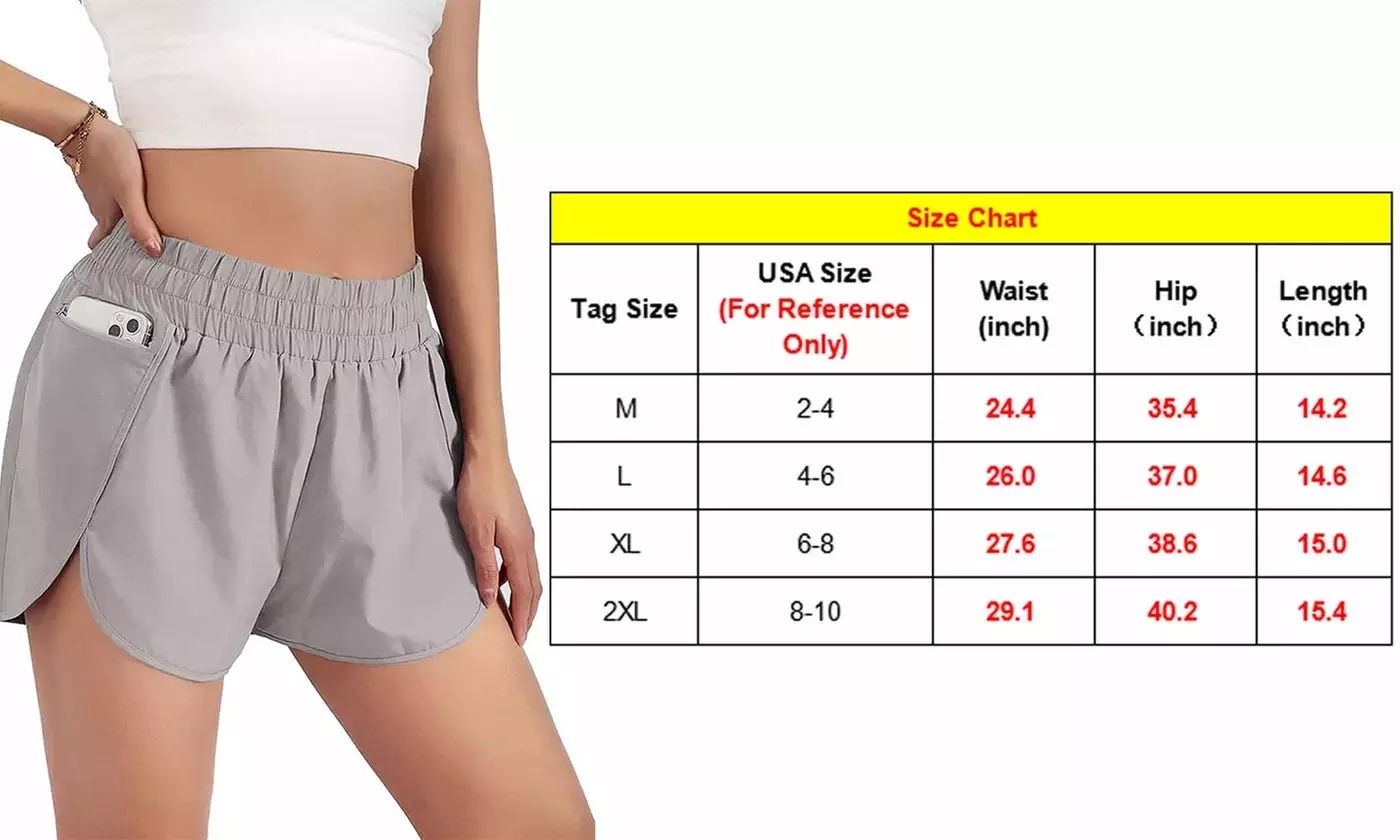Women's Athletic Shorts High Waisted Running Shorts Pocket Sporty Shorts (M-2XL)