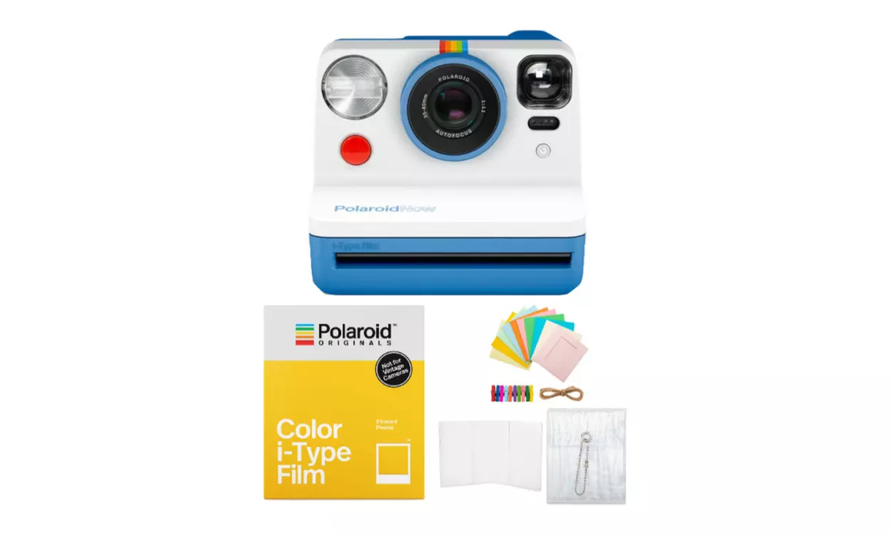 Polaroid Originals Now Viewfinder i-Type Instant Camera (Blue) Film Bundle - Primary Image