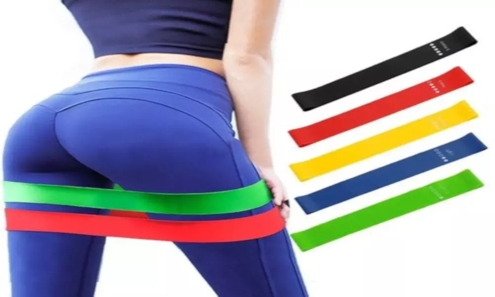 Set of 5 Resistance Loop Bands Yoga Crossfit Fitness Pilates Exercise Workout US - Second Medium