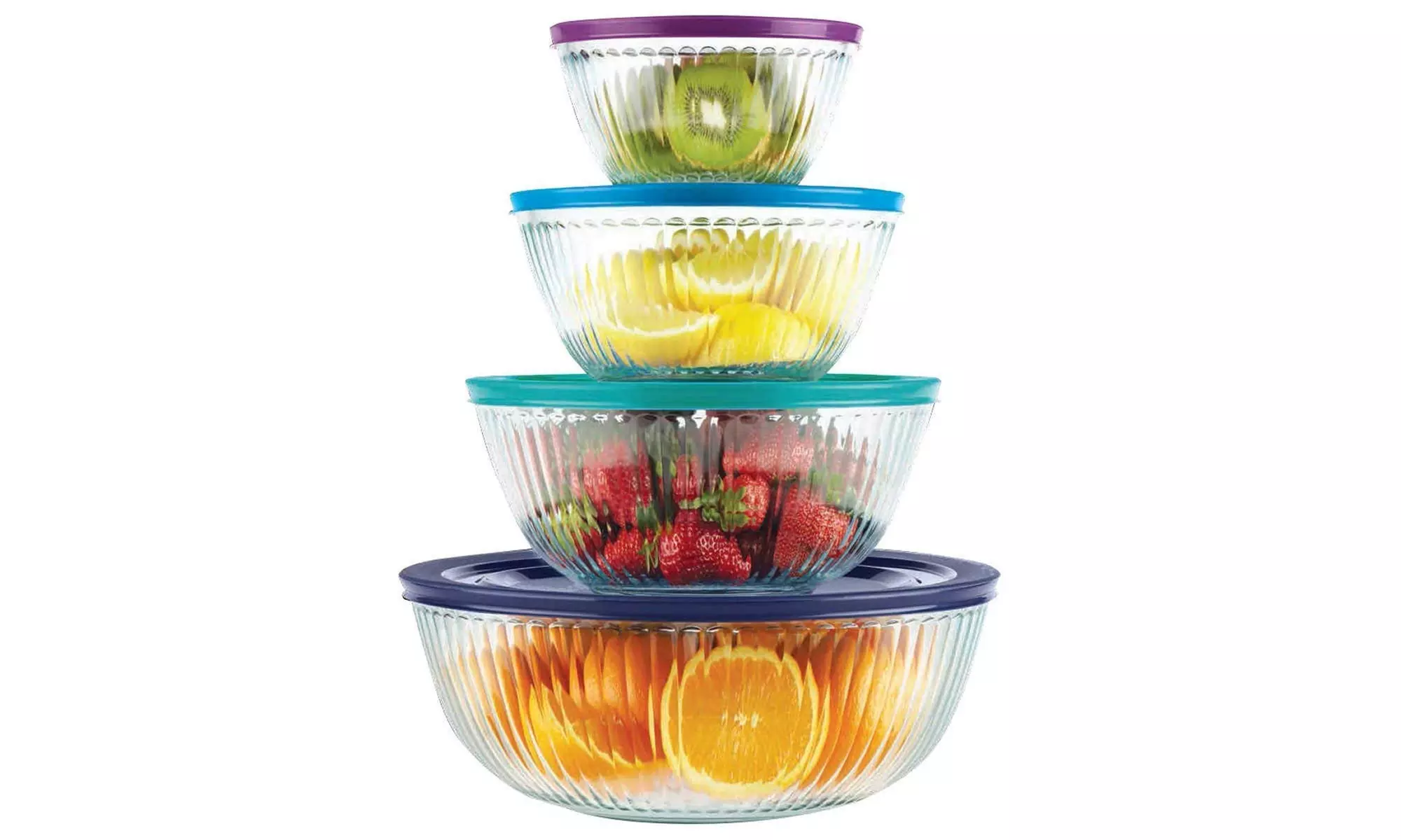 Pyrex 8-piece 100 Years Glass Mixing Bowl Set Assorted Colors Lids - Primary Image