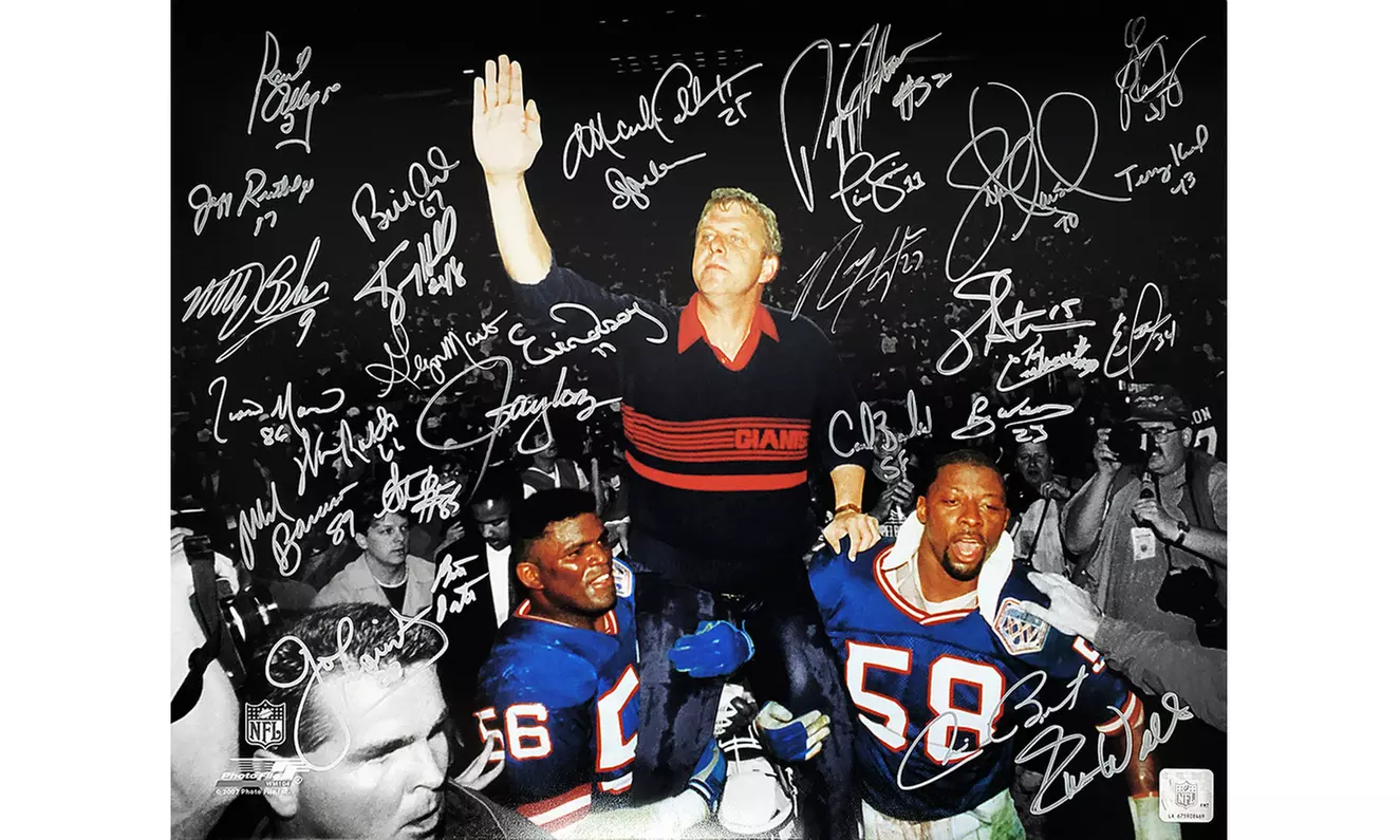 NY Giants Super Bowl XXI / XXV Team Signed Spotlight 16x20 Photo (29 Sigs) - Primary Image