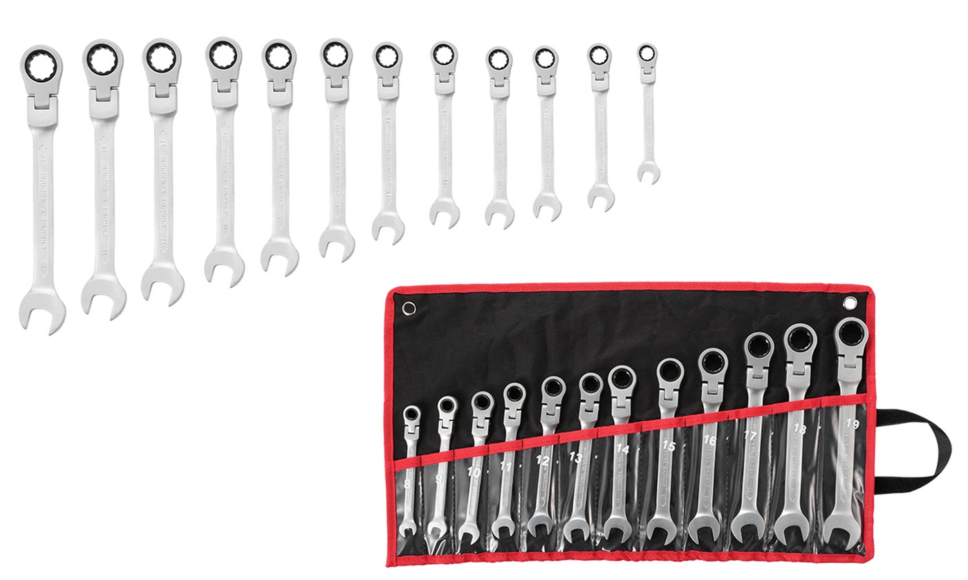 iMounTEK Metric Ratchet Wrench Set with Pivoting Head & Storage Bag (12-Piece)
