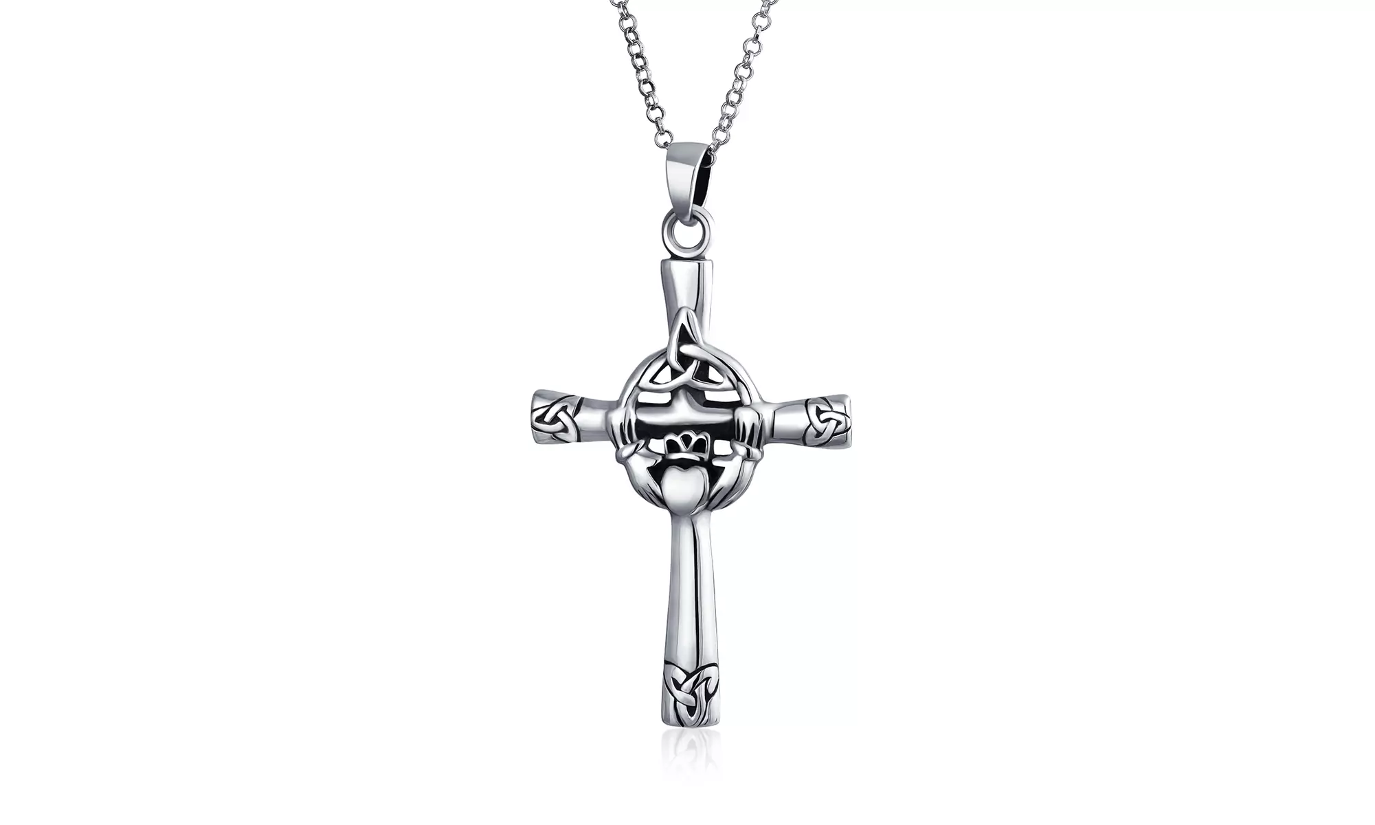 Trinity Cross Pendant Sterling Silver Necklace .925 Sterling Silver - Primary Image