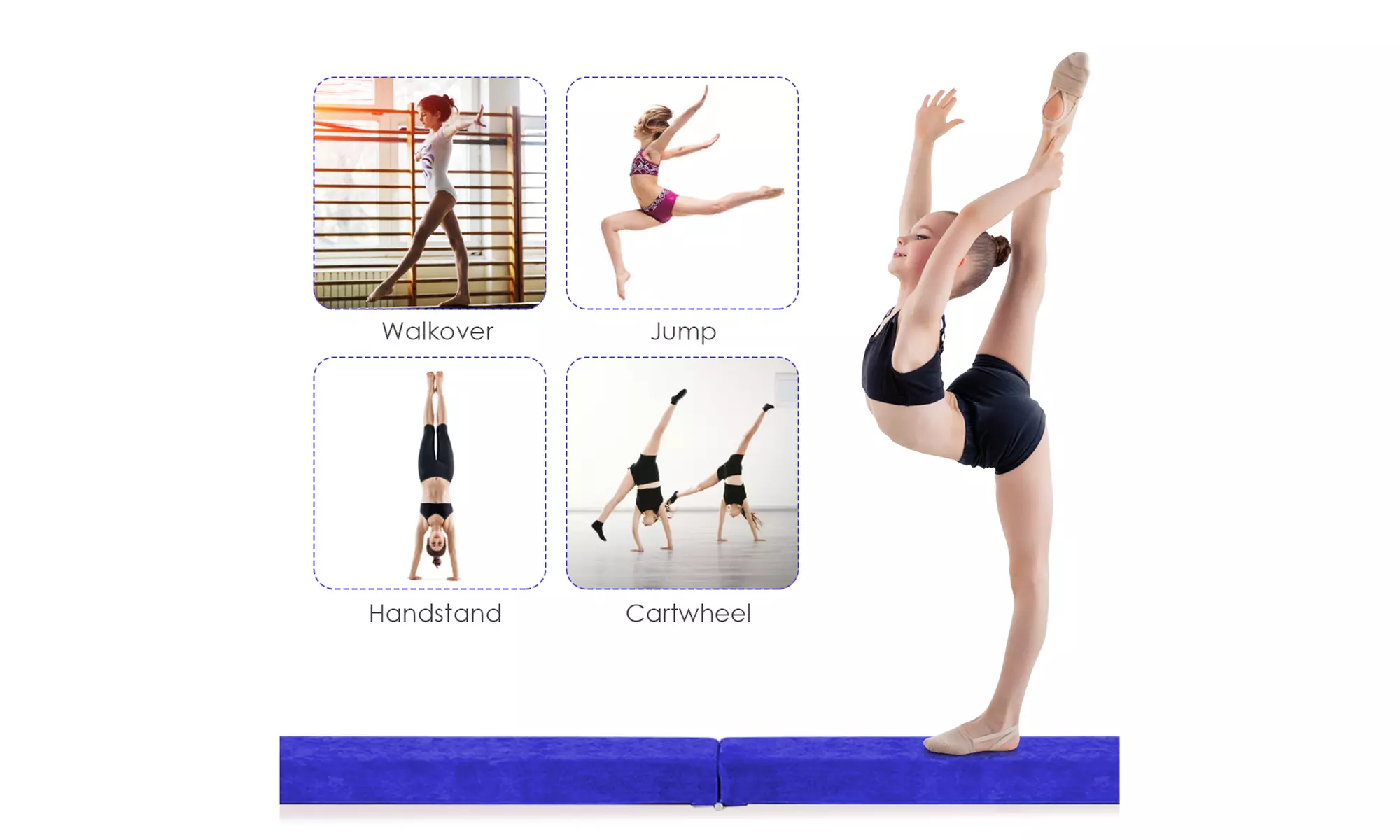 7FT Folding Floor Balance Beam Gymnastics Equipment for Practice Training 3color