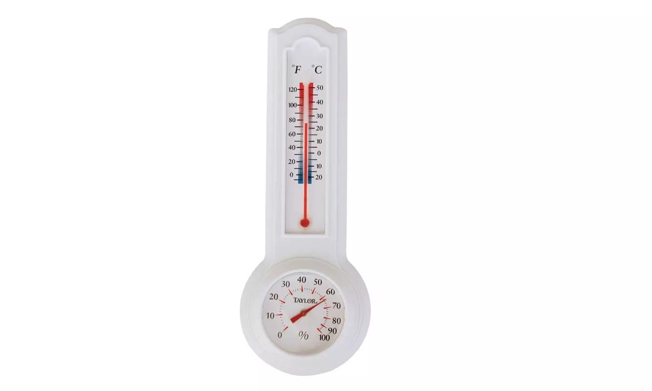 Taylor 5535E Humidiguide & Thermometer, White - Primary Image