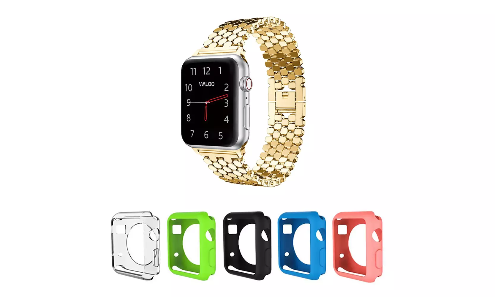 Honeycomb Patterned Band & 5 Pack Gel Case for Apple Watch Series 1,2,3,4 & 5 - Second Medium