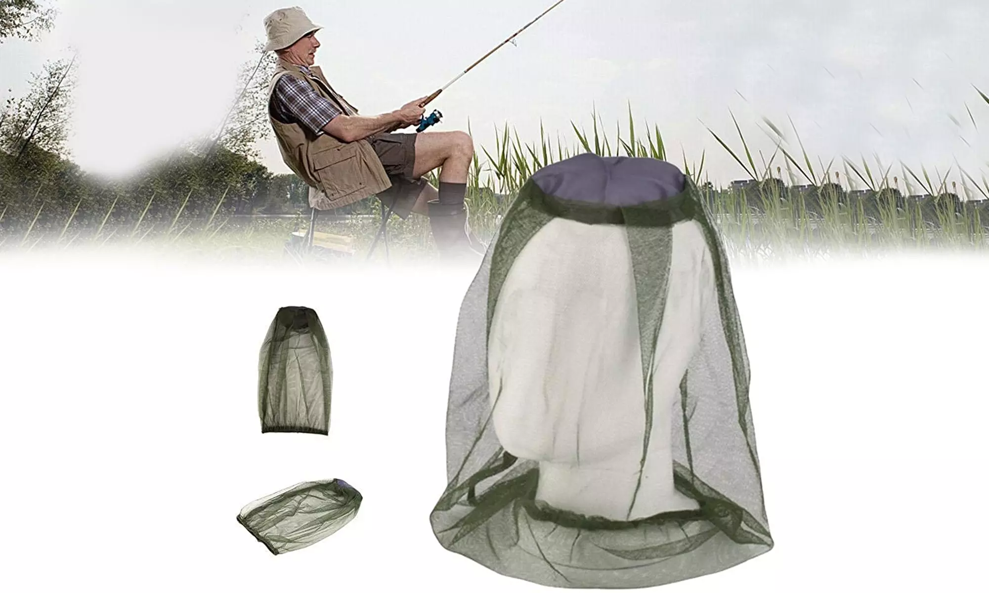 2Pcs Mosquito Head Net Mesh Bug Face Netting Extra Fine Holes Fly Screen Outdoor - Primary Image