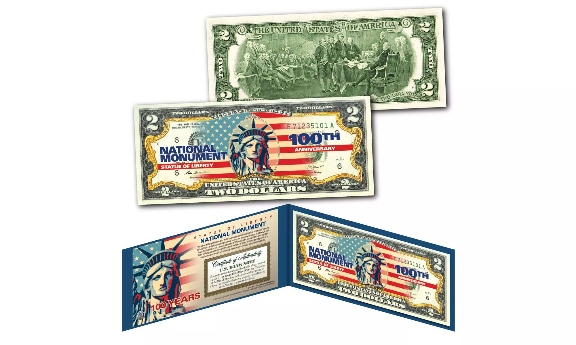 Statue of Liberty 100th Anniversary 1924-2024 ART FLAG 2 Dollar Bill - Primary Image