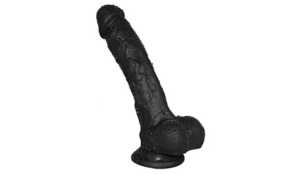 8 inch Silicone Realistic Penis shape Black Dildo with Suction Cup - Primary Image