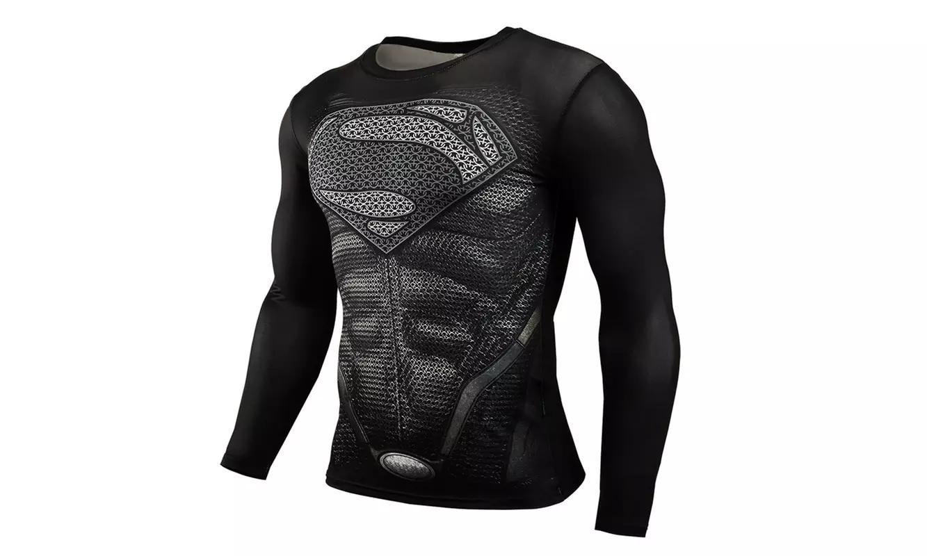 Men's Compression Long Sleeve Shirt 3D Baselayer Sports Gym Print T-Shirt Top - Image 2