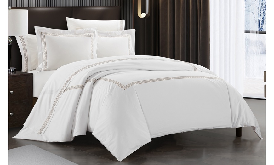 Luella 3 Piece Cotton Duvet Cover Set Hotel Collection Bedding | Groupon