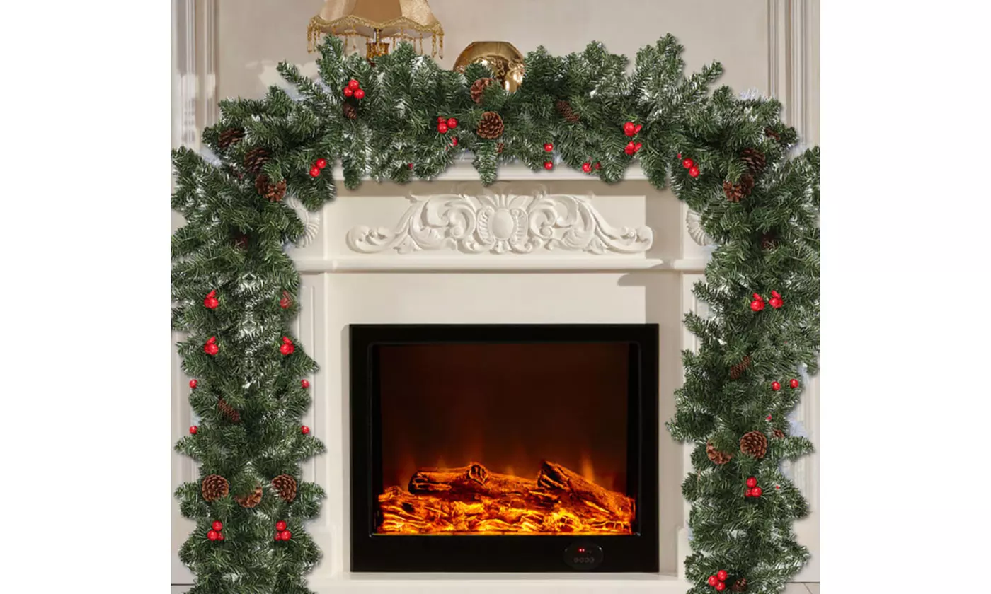 9ft Christmas Green Pine Tree Rattan Garland Wreath Door Wall Xmas Ornament