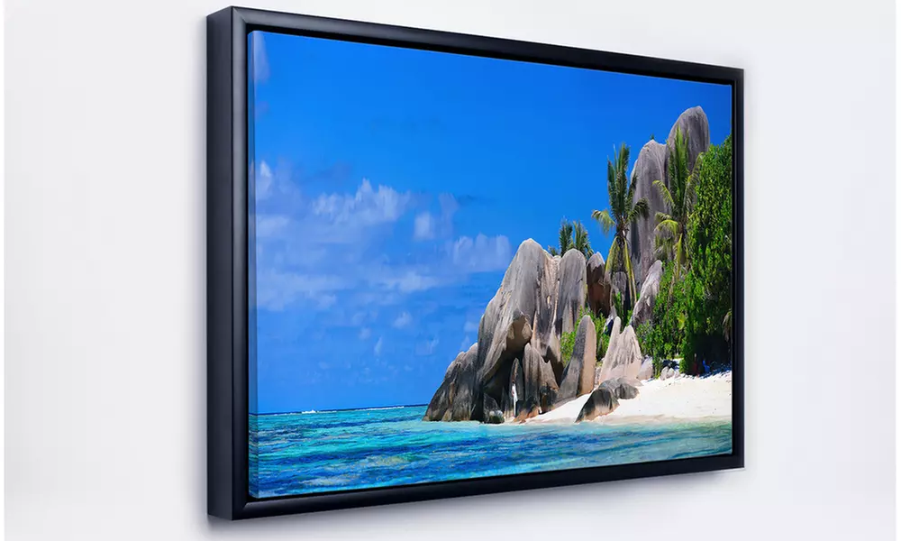 Seychelles Beach Panorama - Landscape Photography Framed Canvas Print - Second Medium