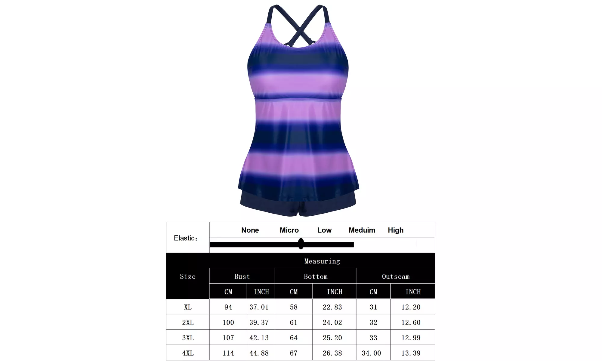 Verno Women's Plus Size Bathing Suits Color Block Print Tankini Swimsuits - Second Medium