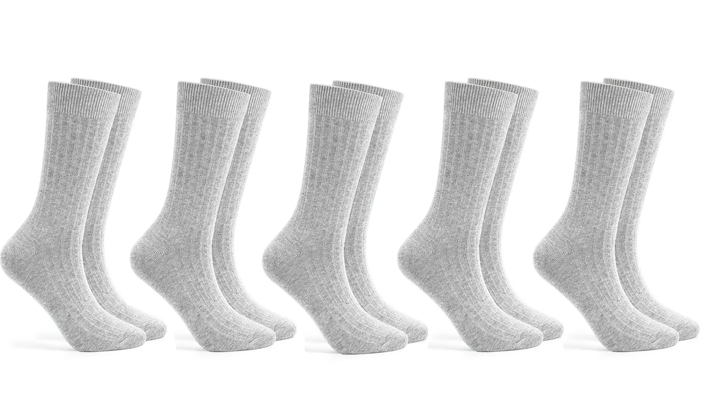 Mens Warm Soft Cotton Full Cushion Crew Socks (5 Pairs)