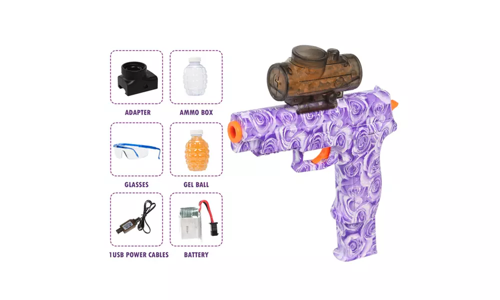 Electric Gel Ball Blaster Toy Guns,Full Auto Splatter Ball Blasters Purple
