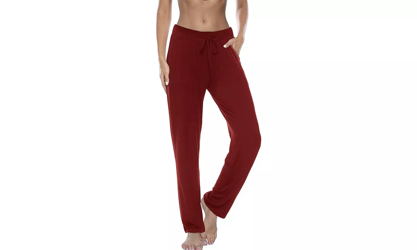 Womens Wide Leg Yoga Pants Workout Sweatpants with Pockets - Second Medium