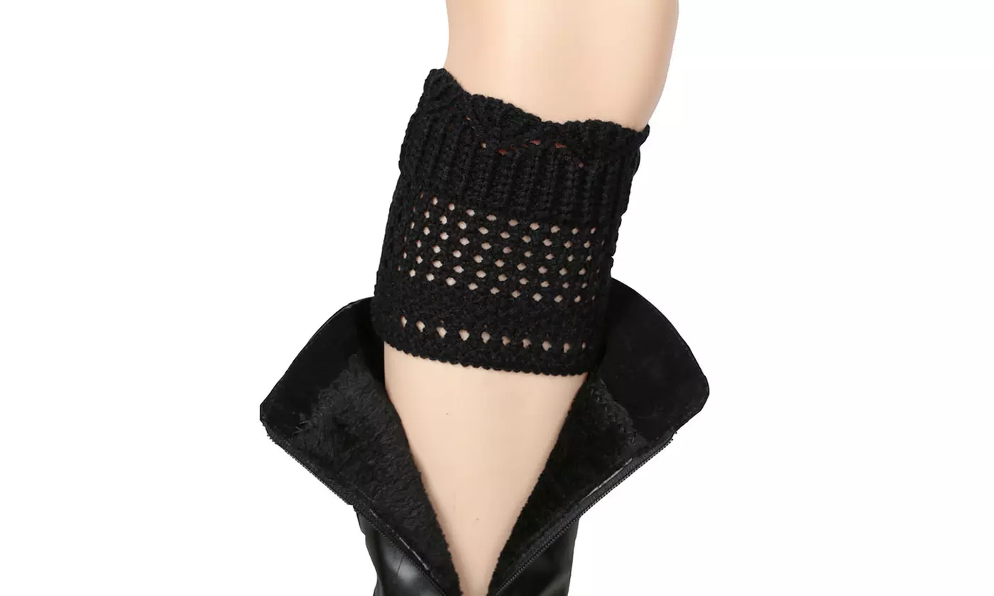 iMounTEK Women's Winter Crochet Knit Boot Button Sock Topper Cuff Leg Warmers