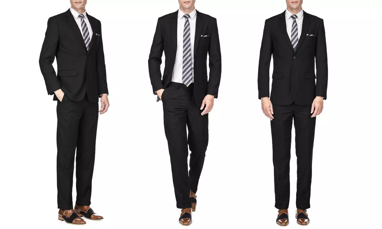 Braveman Solid Slim-fit 2-PC Suits - Image 5