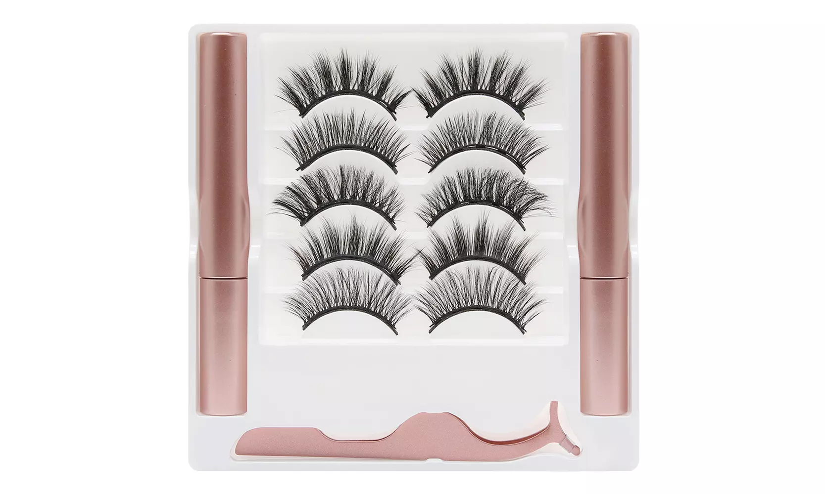 5 Pairs Reusable Magnetic Eyelashes with 2 Tubes of Magnetic Eyeliner Gift Kit