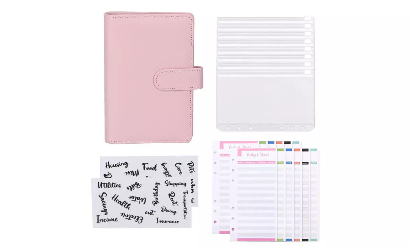 23PCS A6 PU Leather Notebook Binder Set Refillable Budget Savings Planner Binder