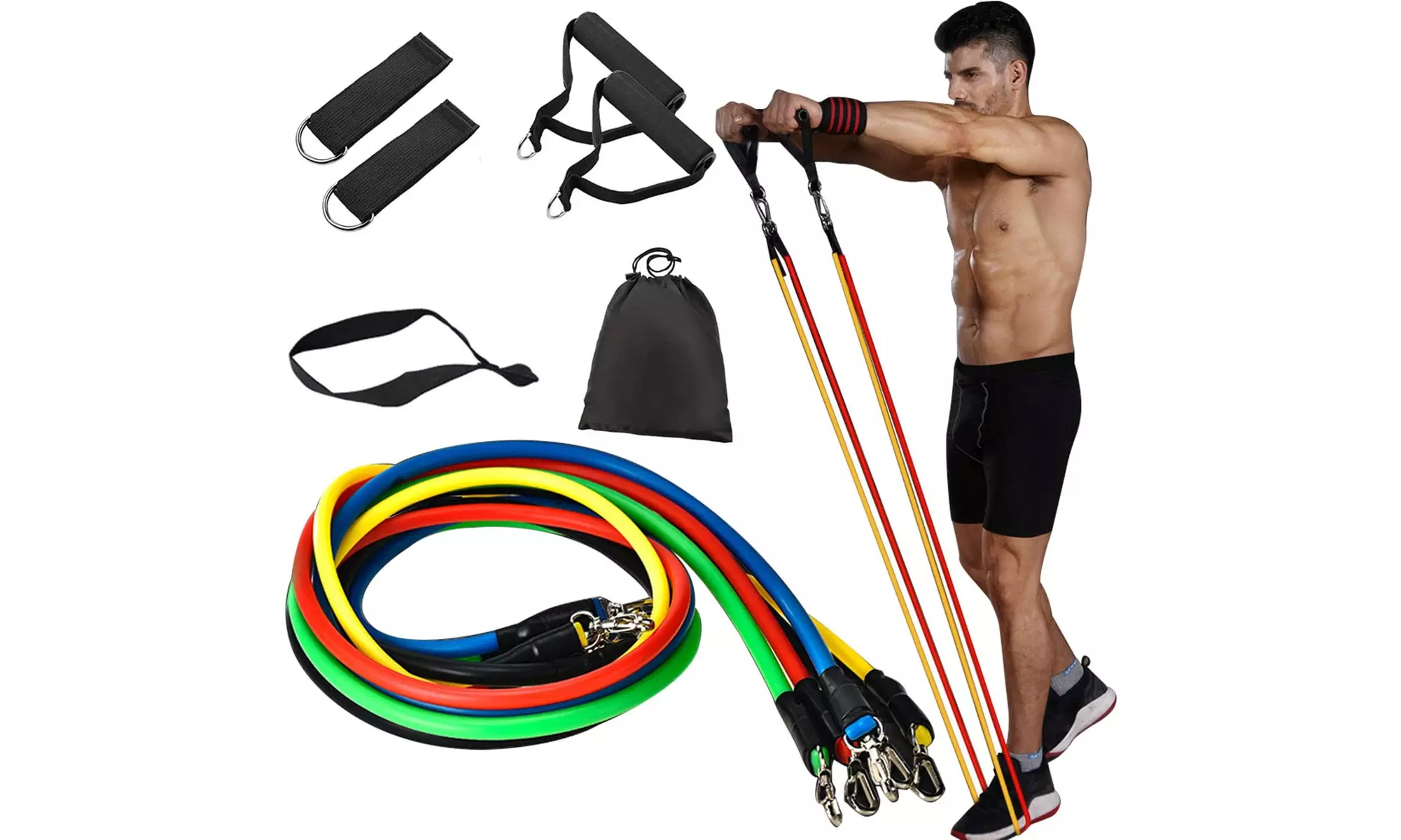 Fitness Elastic Rope Resistance Bands Yoga Exercise Fitness Band Set - Primary Image