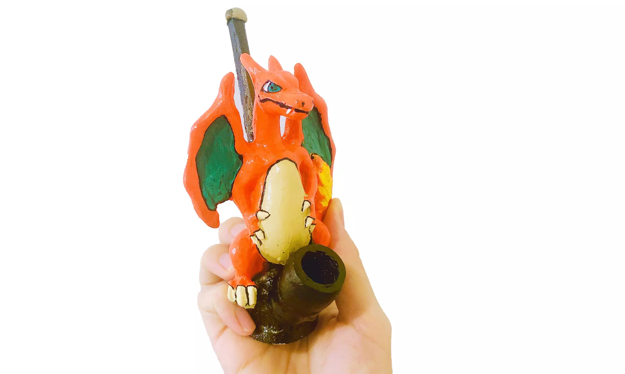 Tobacco Smoking Hand Pipe Pokemon Monster Charizard Resin W/5 PCs Brass Screens - Primary Image