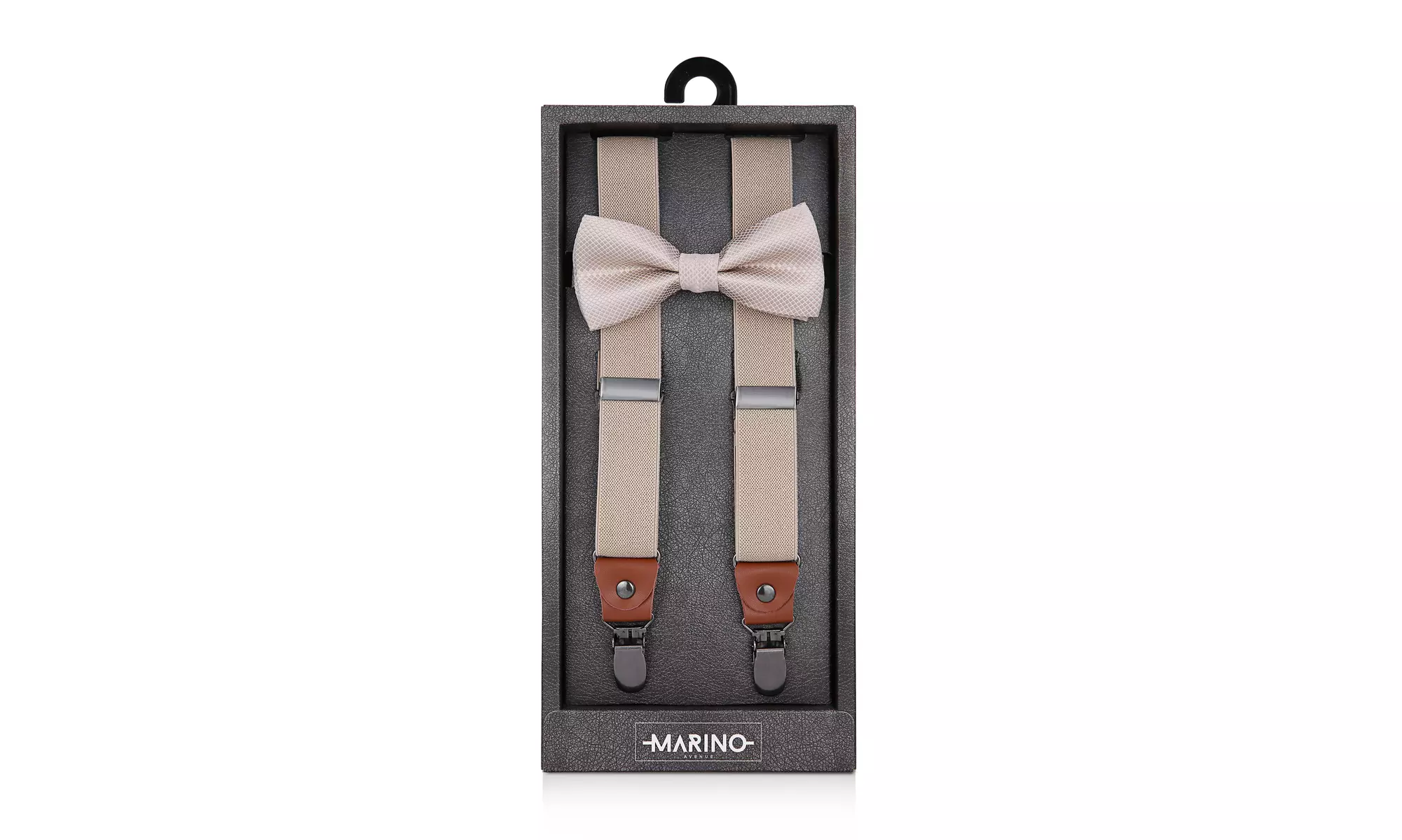 Men's Textured Strap 1" Wide Suspender Bow Tie