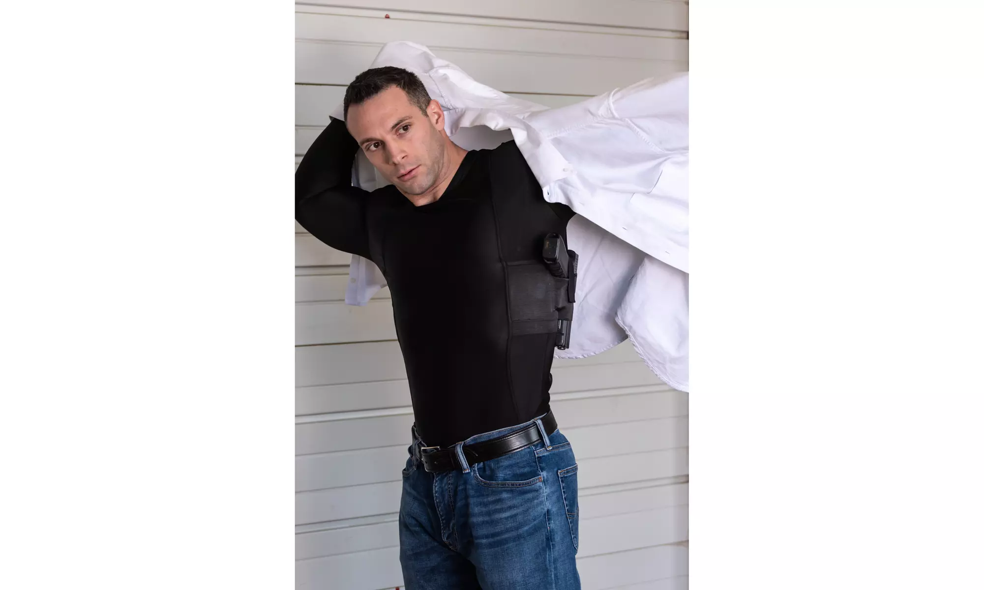 Concealment Clothes Mens Long Sleeve Concealed Carry Holster Undershirt  - Second Medium