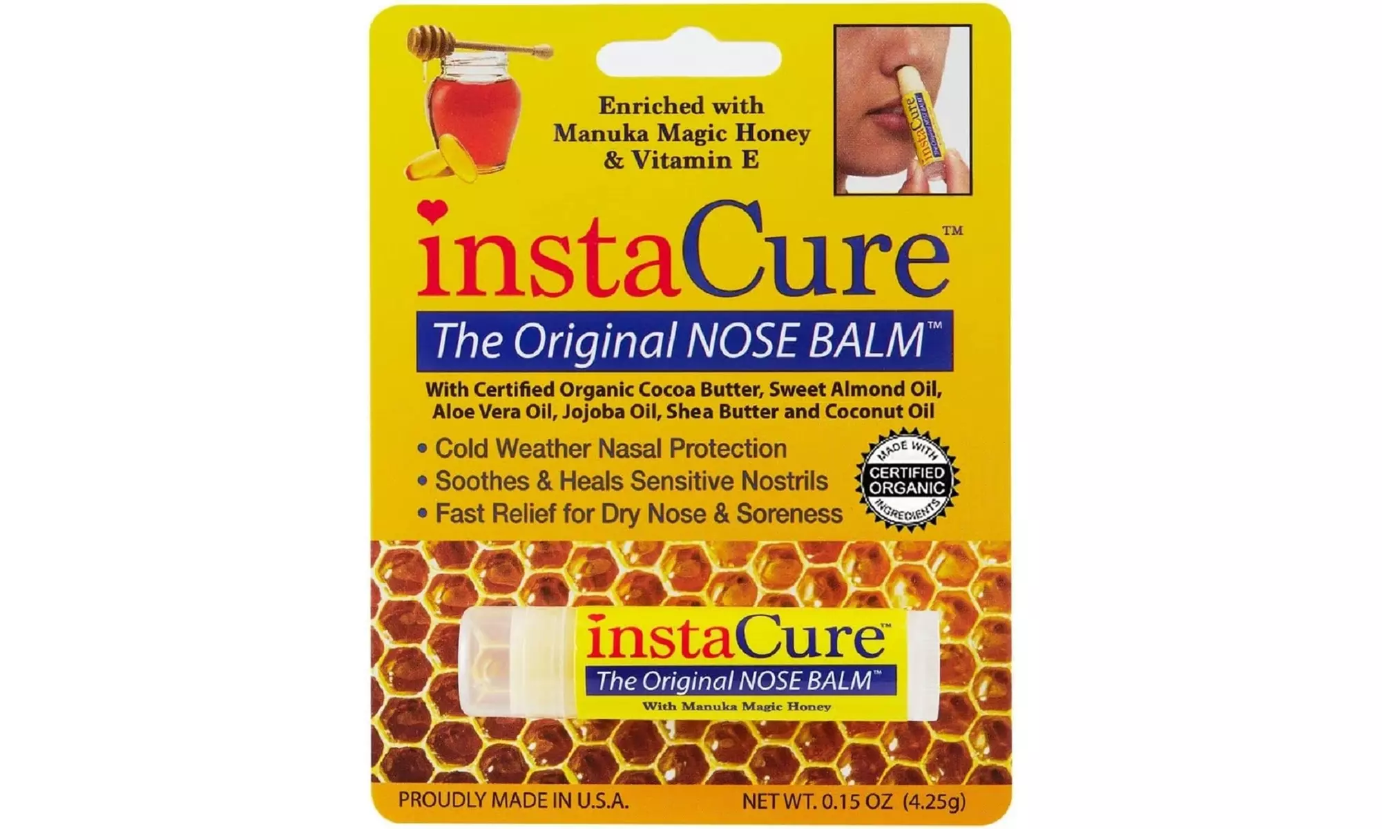 Fast Relief for Cracked, Dry and Sore Noses! InstaCure's Original Nose Balm - Second Medium