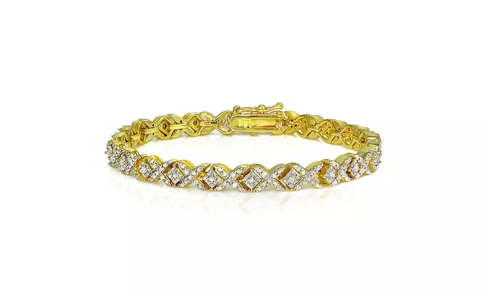 Gold Tone 1ct TDW Diamond Miracle Set X Tennis Bracelet - Primary Image