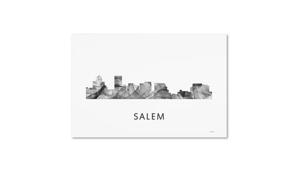 Marlene Watson 'Salem Oregon Skyline WB-BW' Canvas Art - Primary Image