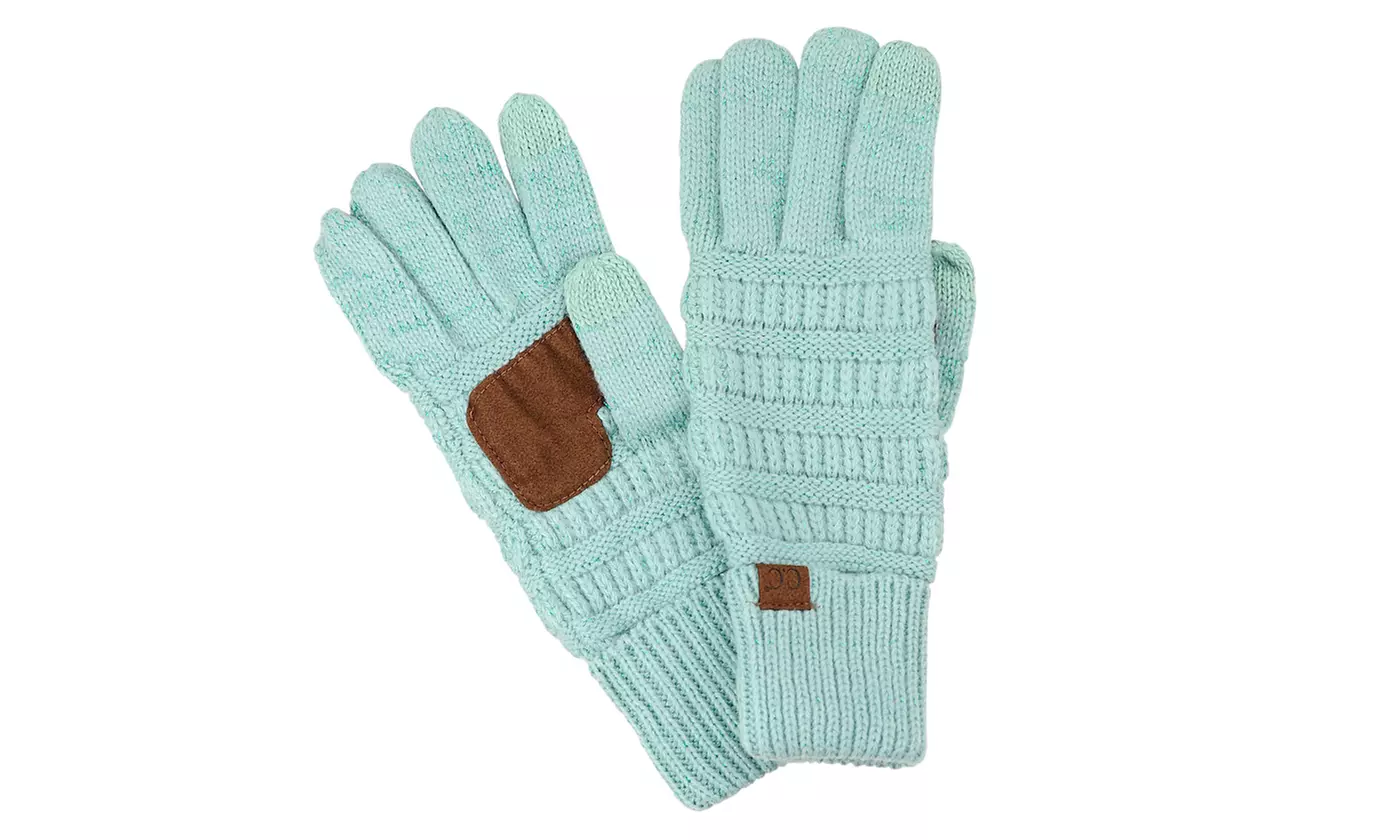 C.C Unisex Cable Knit Winter Warm Anti-Slip Touchscreen Texting Gloves - Primary Image