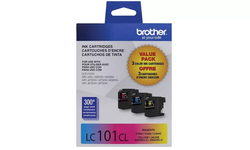 Brother LC1013PKS 3 Color Multipack Ink Cartridge For MFC-J285DW With 300 Yield - Second Medium