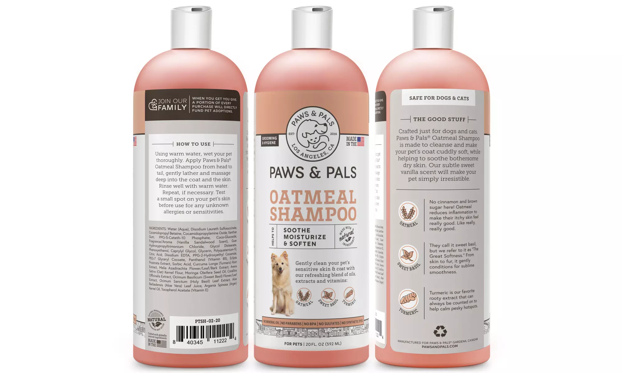Paws & Pals 100% Organic Oatmeal Dog Shampoo (20oz.) - Primary Image