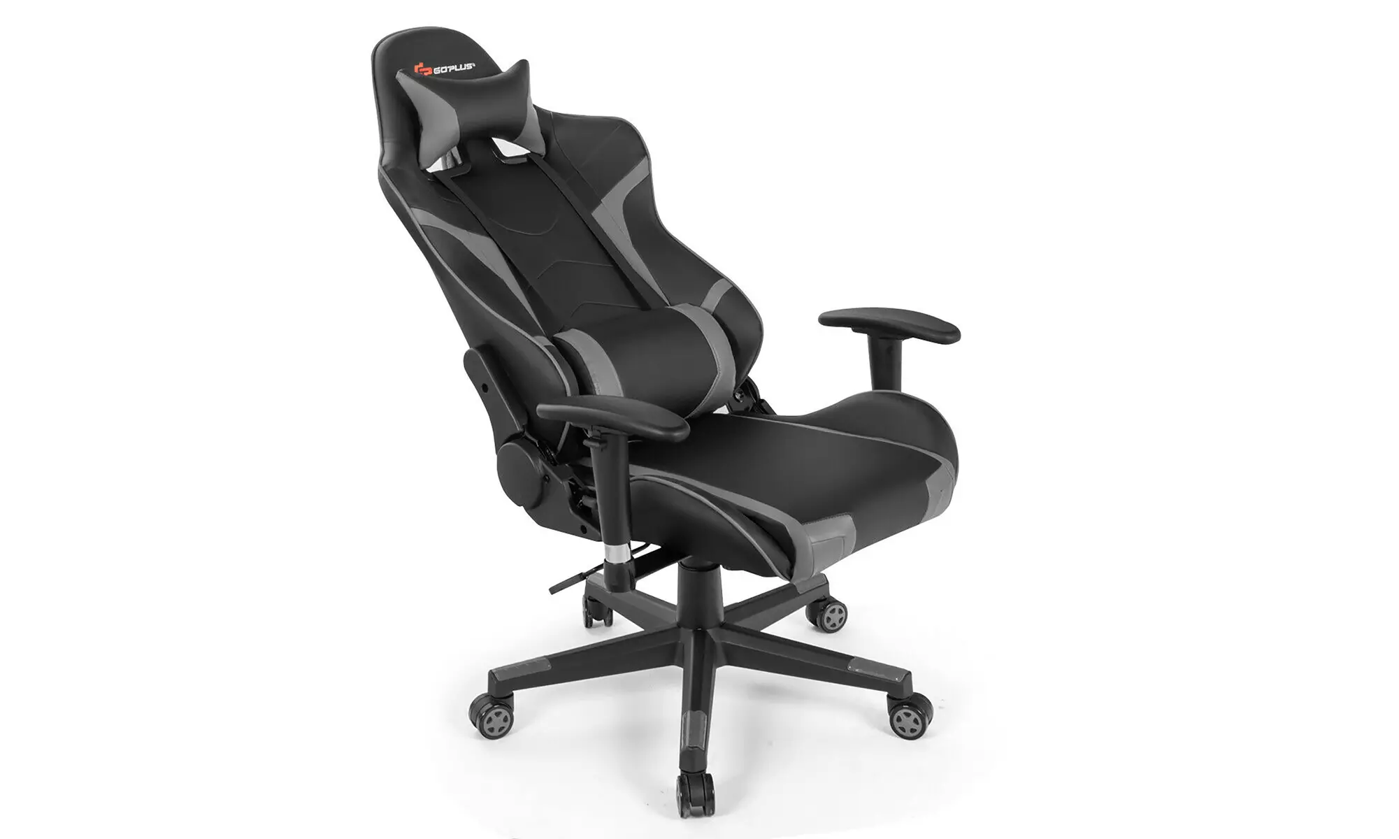 Reclining Massage Gaming Chair with Lumbar Support and Headrest