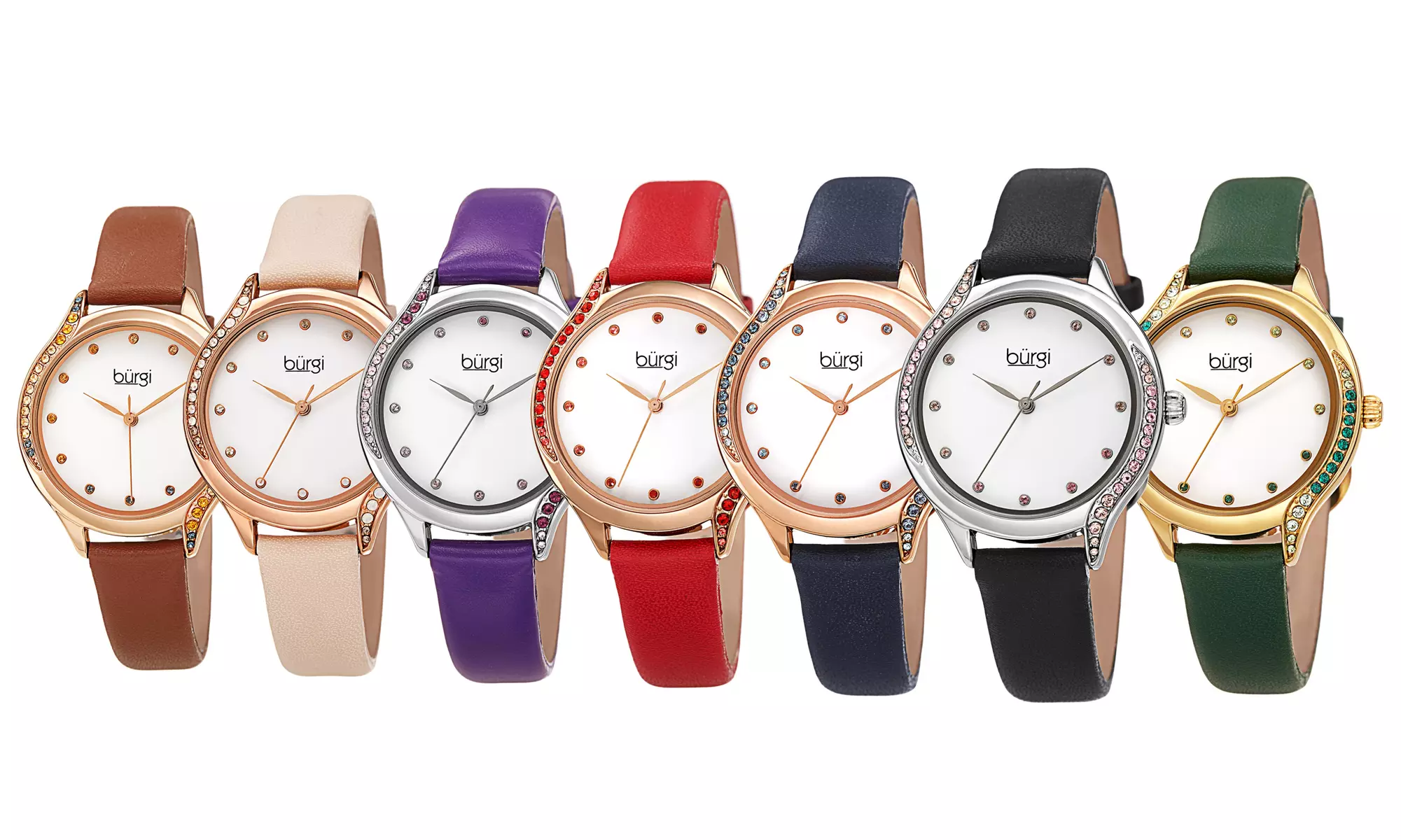 Women's Burgi Ombre Style Leather Strap Watch With Crystals From Swarovski - Primary Image