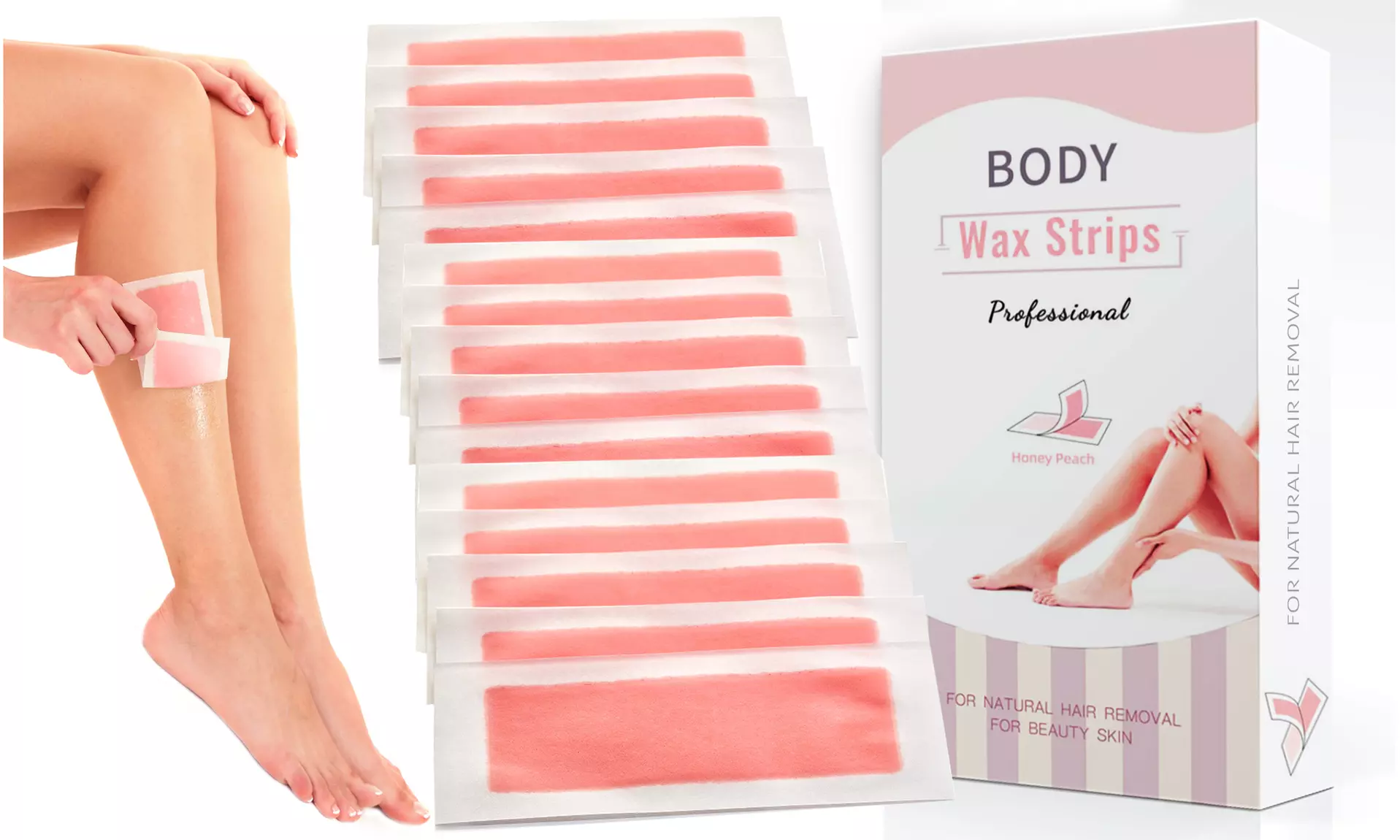 Honey Peach Professional Hair Removal Wax Strip Kit (20-Piece) - Primary Image