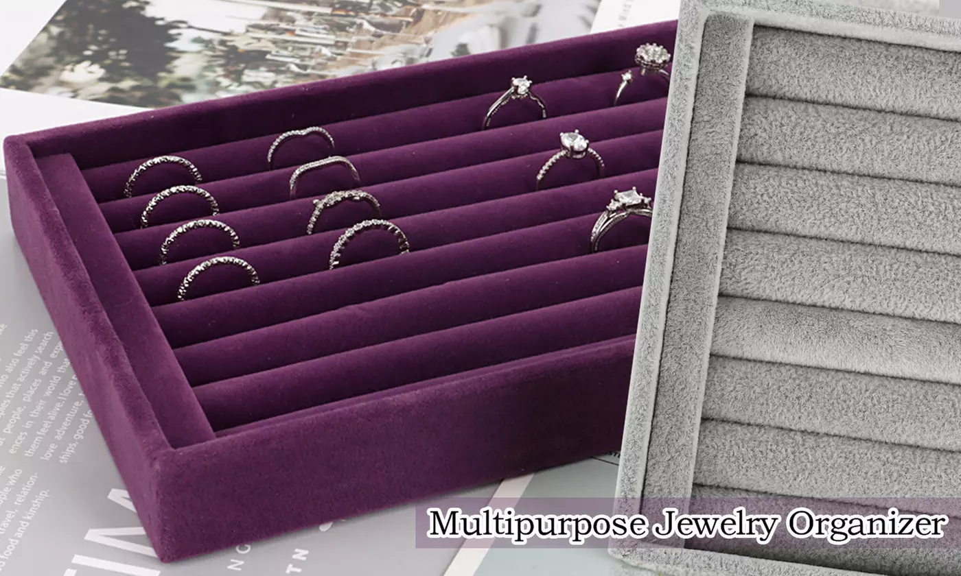 7 Slot Velvet Jewelry Organizer Tray (Multiple Options) 