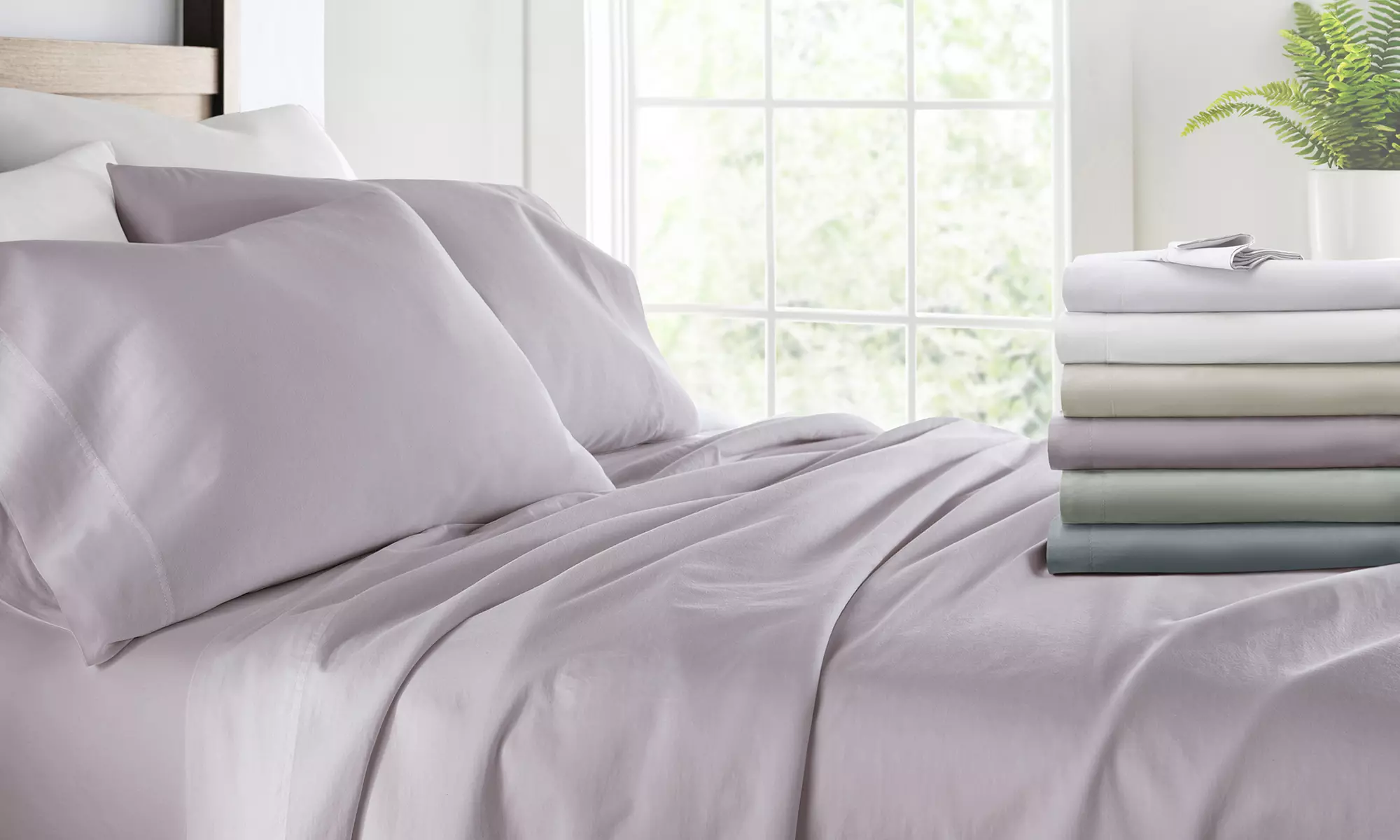 Simply Soft 300 Thread Count Solid Cotton Bed Sheet Set for All Bed Sizes