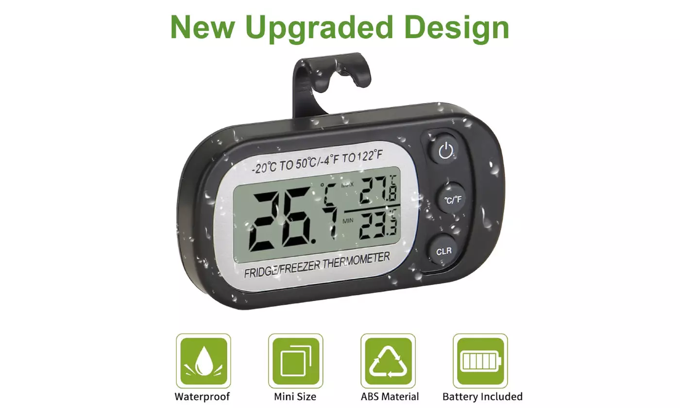Thermometer Digital Fridge Freezer Waterproof Large LCD Display