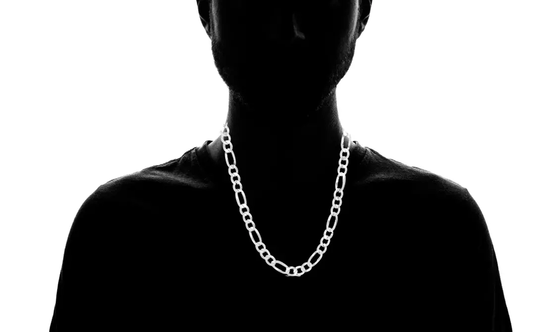Men's 7MM Figaro Chains in Solid Sterling Silver - Second Medium