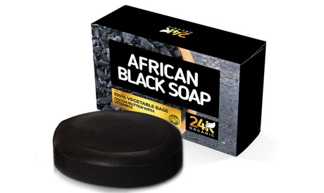 24K Organic African Black Soap Face And Body Bar 3x1x4 Black