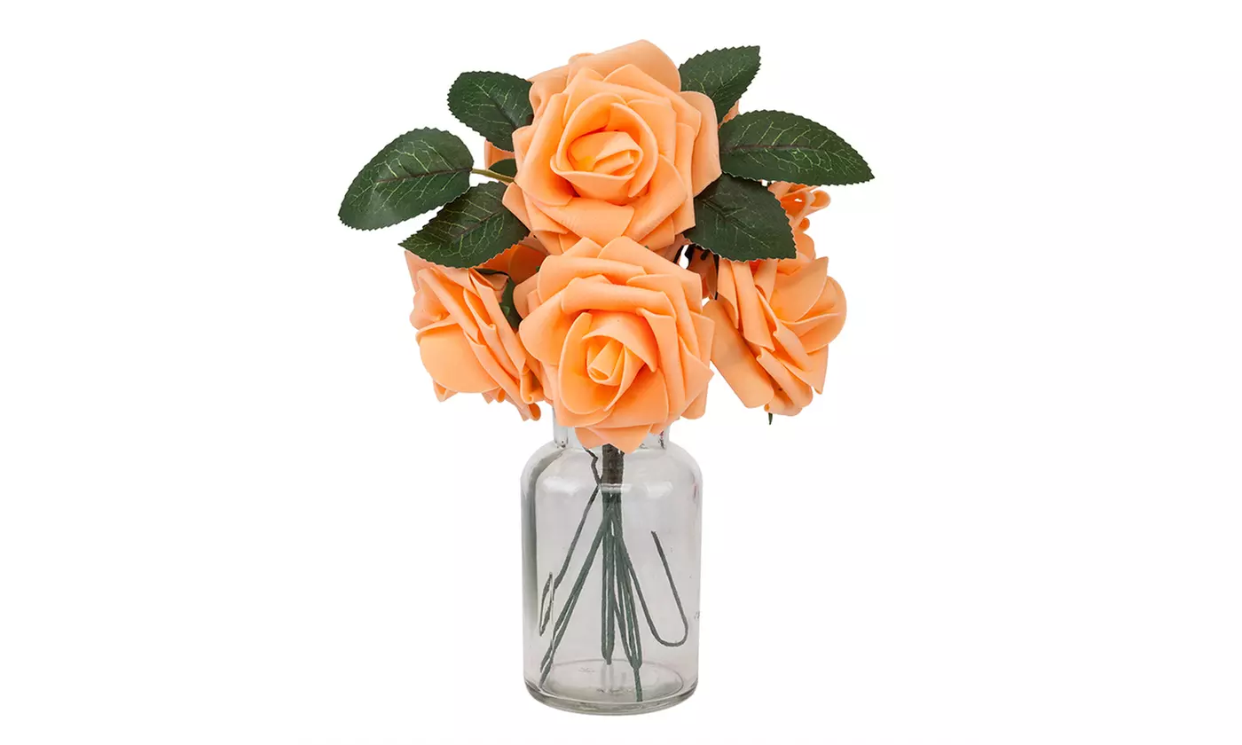 25pcs PE Foam Rose Flower Light Orange - Second Medium