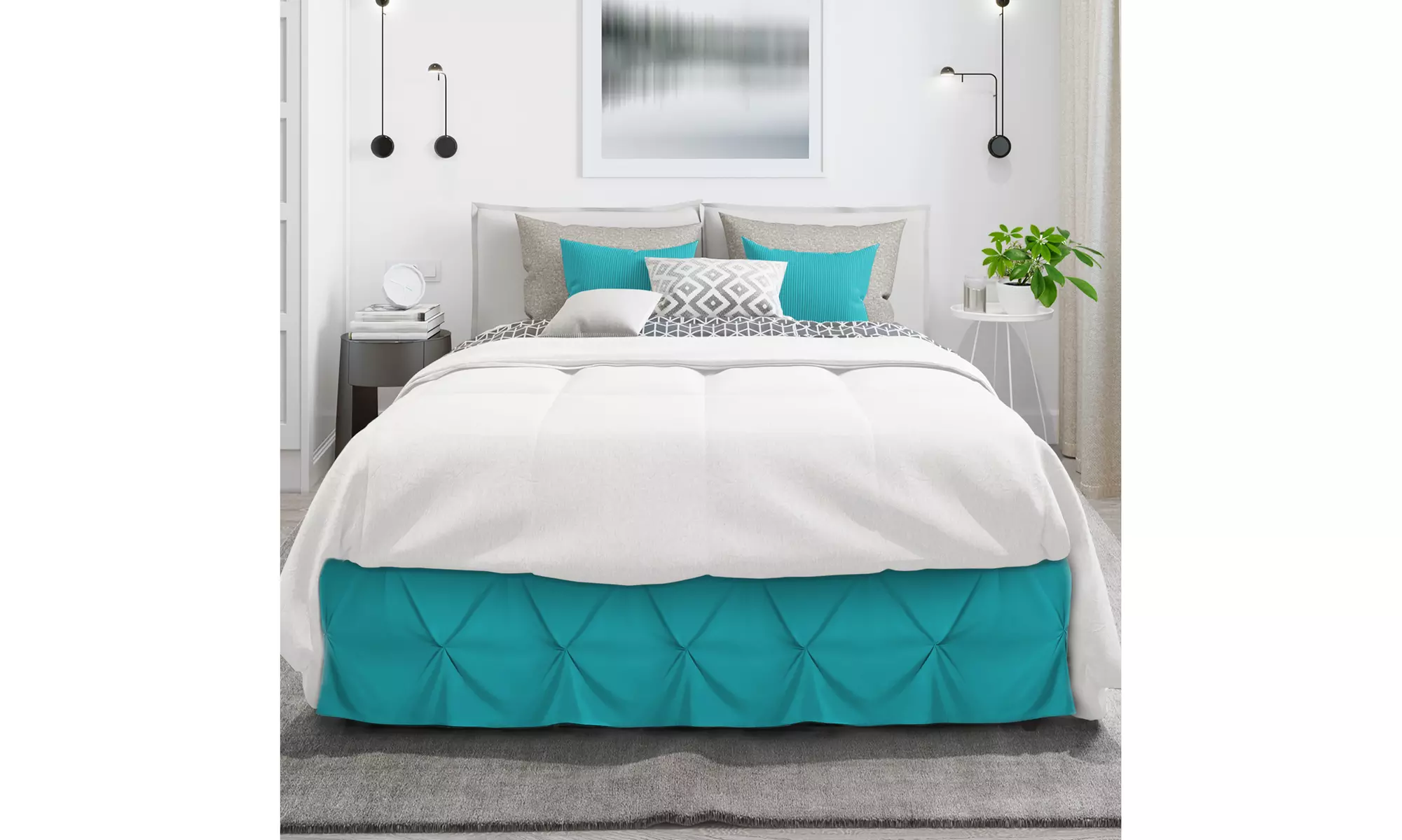 Nestl Pinch Pleat Bed Skirt - 14 inch Tailored Drop Pintuck Dust Ruffle