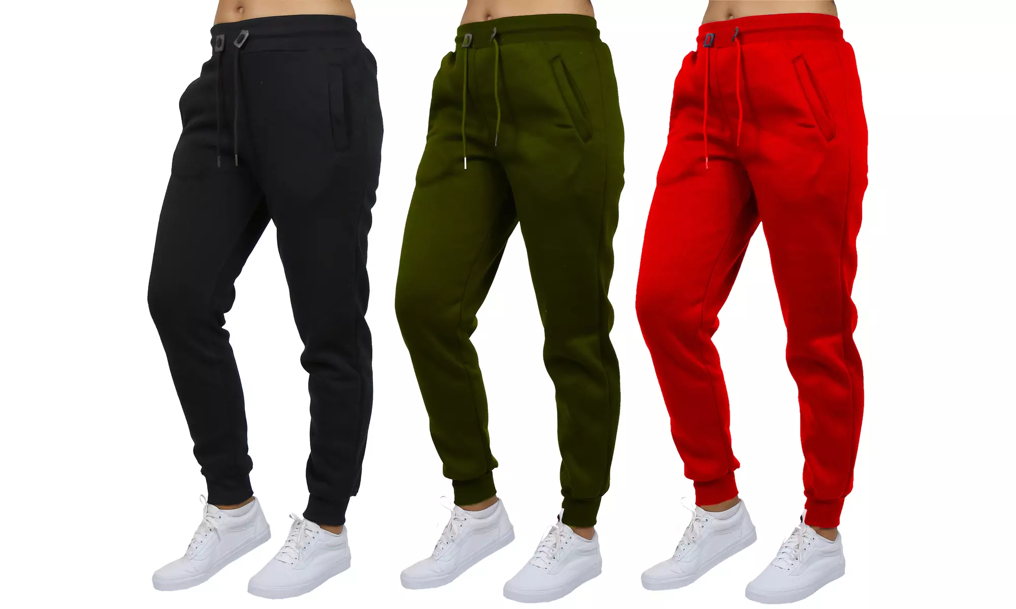 (3-Pack) Women's Loose Fitting Fleece Jogger Sweatpants (Sizes, S-2XL)