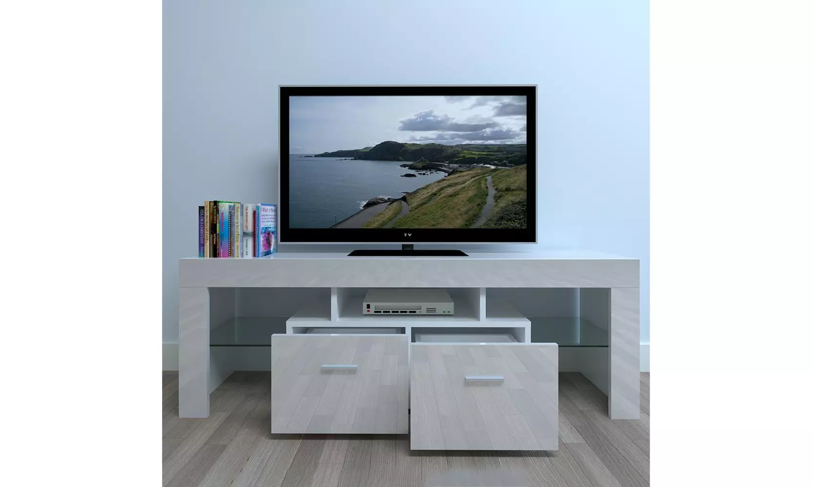 TV Stand Media Console LED Lights Media TV Console Table Storage Cabinet - Second Medium